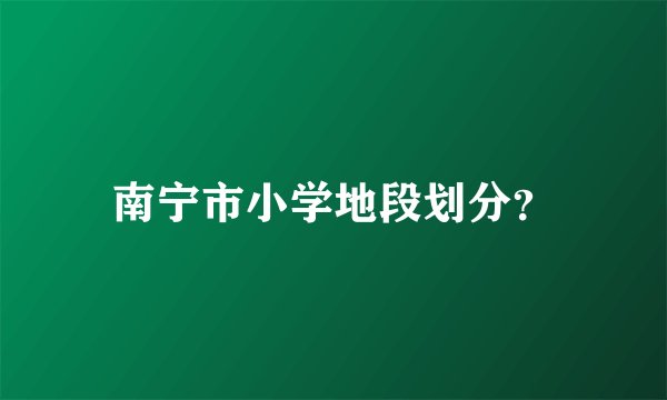 南宁市小学地段划分？