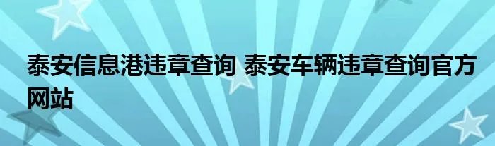 泰安信息港违章查询 泰安车辆违章查询官方网站