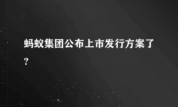 蚂蚁集团公布上市发行方案了?