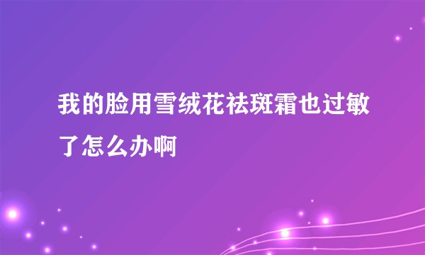 我的脸用雪绒花祛斑霜也过敏了怎么办啊