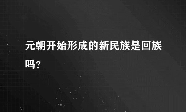 元朝开始形成的新民族是回族吗？