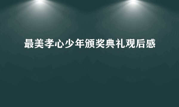 最美孝心少年颁奖典礼观后感