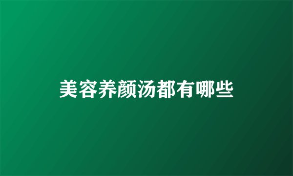 美容养颜汤都有哪些