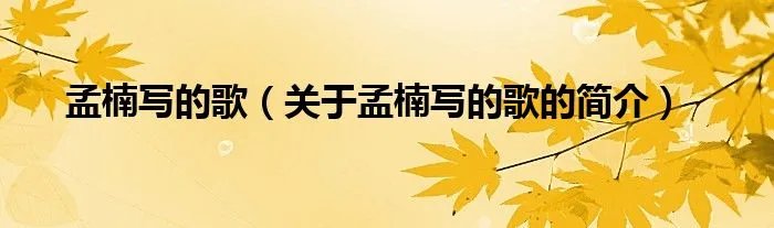 孟楠写的歌（关于孟楠写的歌的简介）