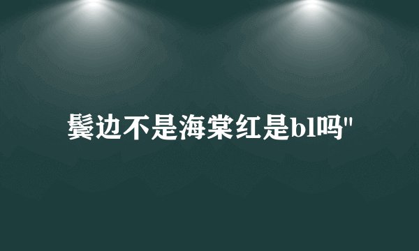 鬓边不是海棠红是bl吗
