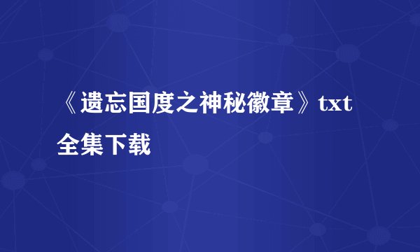《遗忘国度之神秘徽章》txt全集下载