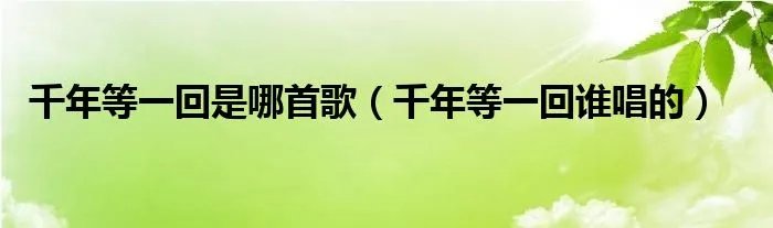 千年等一回是哪首歌（千年等一回谁唱的）