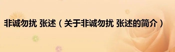 非诚勿扰 张述（关于非诚勿扰 张述的简介）