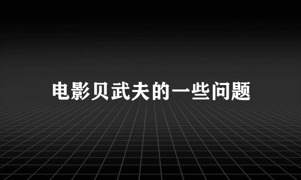 电影贝武夫的一些问题