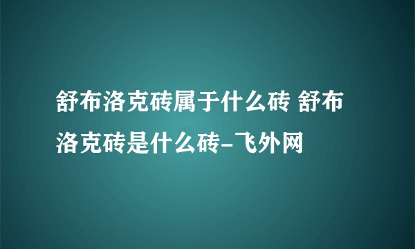 舒布洛克砖属于什么砖 舒布洛克砖是什么砖-飞外网
