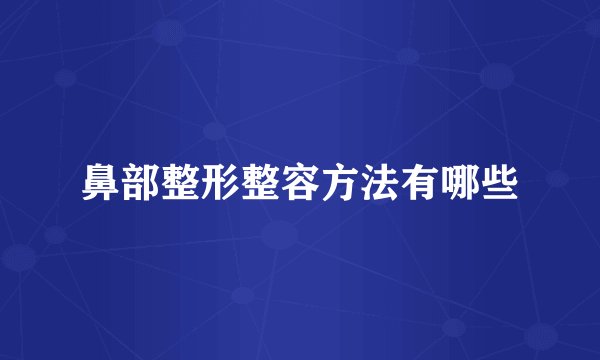 鼻部整形整容方法有哪些