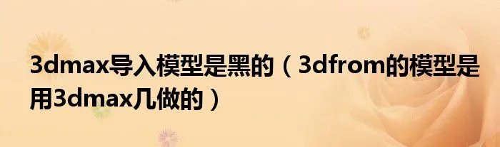 3dmax导入模型是黑的（3dfrom的模型是用3dmax几做的）