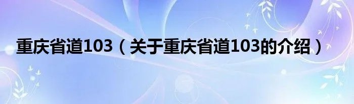 重庆省道103（关于重庆省道103的介绍）