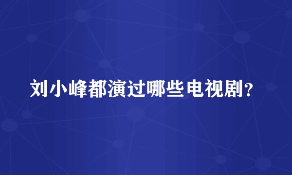 刘小峰都演过哪些电视剧？