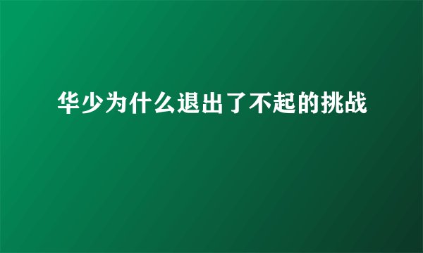 华少为什么退出了不起的挑战