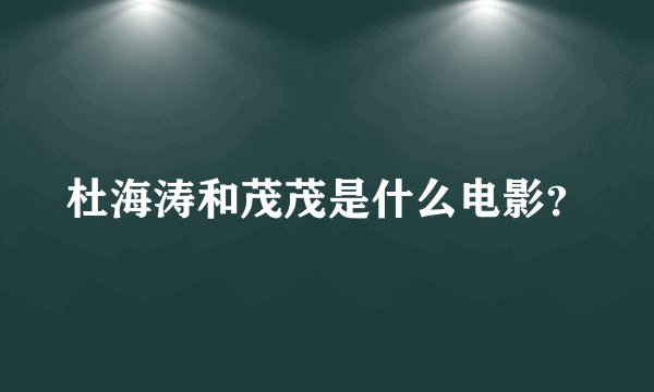 杜海涛和茂茂是什么电影？
