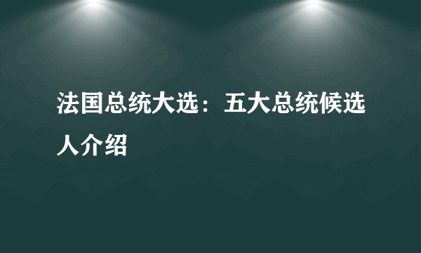 法国总统大选：五大总统候选人介绍