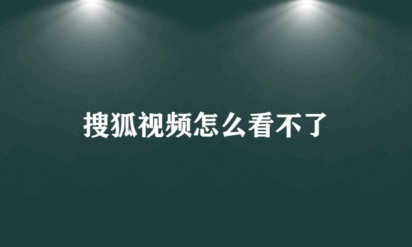 搜狐视频怎么看不了