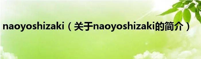 naoyoshizaki(关于naoyoshizaki的简介)