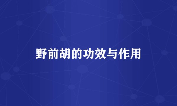 野前胡的功效与作用