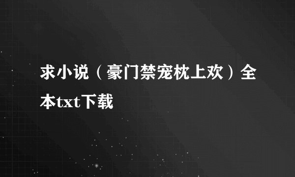 求小说（豪门禁宠枕上欢）全本txt下载