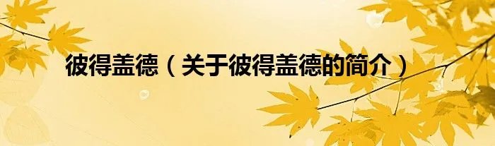 彼得盖德（关于彼得盖德的简介）