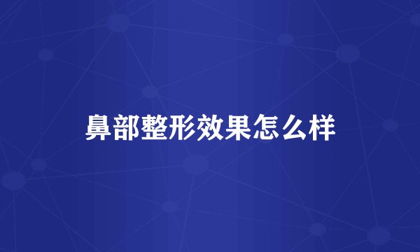 鼻部整形效果怎么样