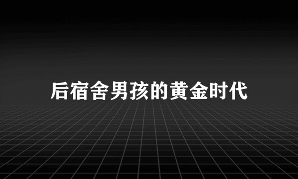 后宿舍男孩的黄金时代