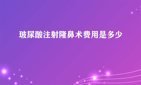 玻尿酸注射隆鼻术费用是多少