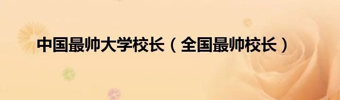 中国最帅大学校长（全国最帅校长）