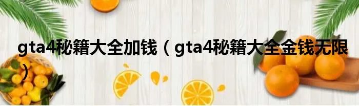 gta4秘籍大全加钱（gta4秘籍大全金钱无限）