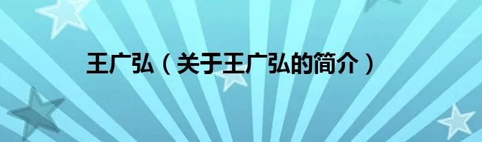 王广弘（关于王广弘的简介）