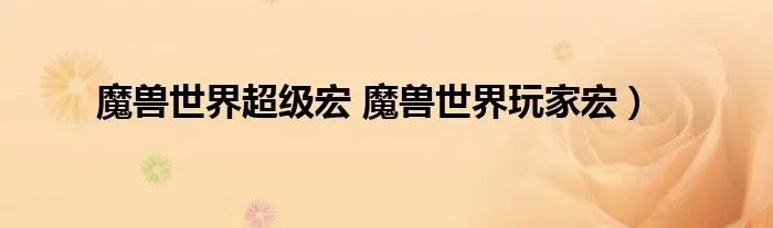 魔兽世界超级宏 魔兽世界玩家宏）