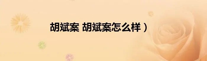 胡斌案 胡斌案怎么样）