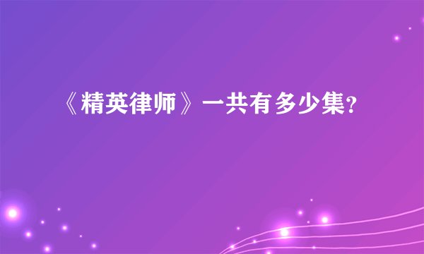 《精英律师》一共有多少集？