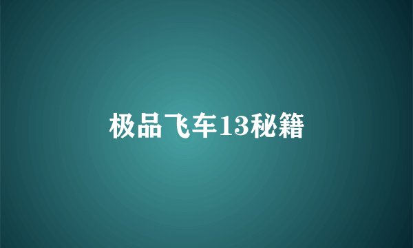 极品飞车13秘籍