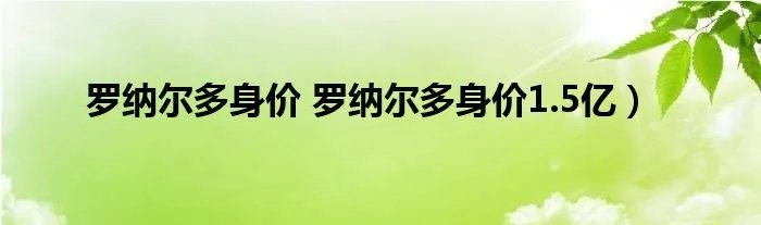 罗纳尔多身价 罗纳尔多身价1.5亿）