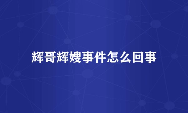 辉哥辉嫂事件怎么回事