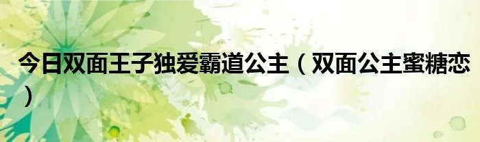 今日双面王子独爱霸道公主（双面公主蜜糖恋）