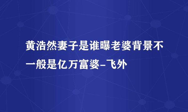 黄浩然妻子是谁曝老婆背景不一般是亿万富婆-飞外