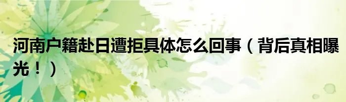 河南户籍赴日遭拒具体怎么回事（背后真相曝光！）