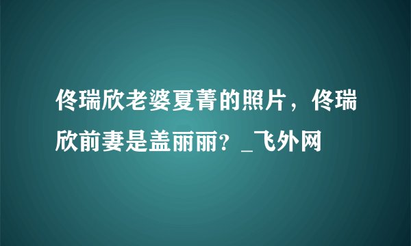 佟瑞欣老婆夏菁的照片，佟瑞欣前妻是盖丽丽？_飞外网
