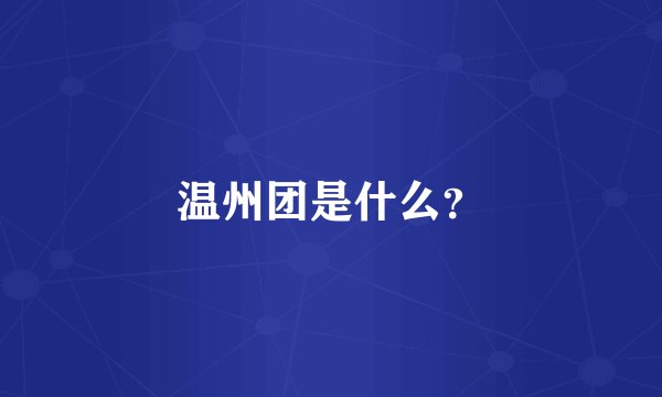 温州团是什么？