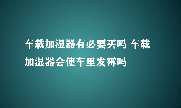 车载加湿器有必要买吗 车载加湿器会使车里发霉吗