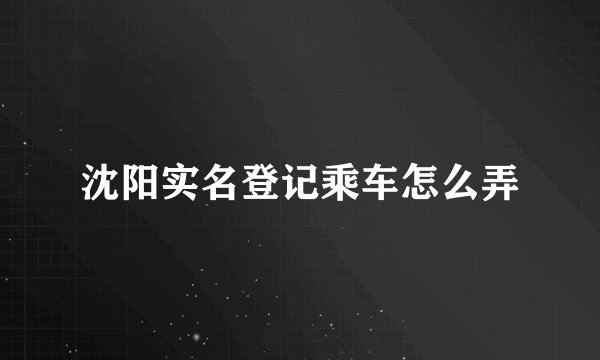 沈阳实名登记乘车怎么弄