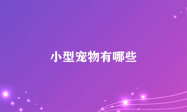 小型宠物有哪些