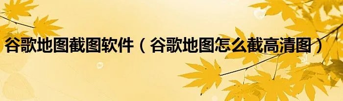 谷歌地图截图软件（谷歌地图怎么截高清图）