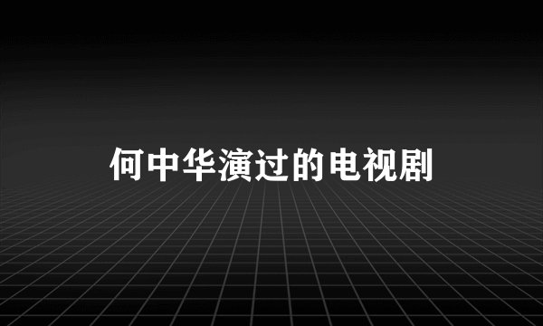 何中华演过的电视剧