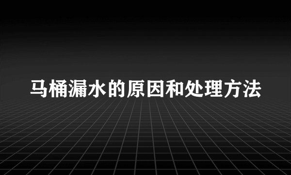 马桶漏水的原因和处理方法