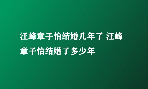 汪峰章子怡结婚几年了 汪峰章子怡结婚了多少年
